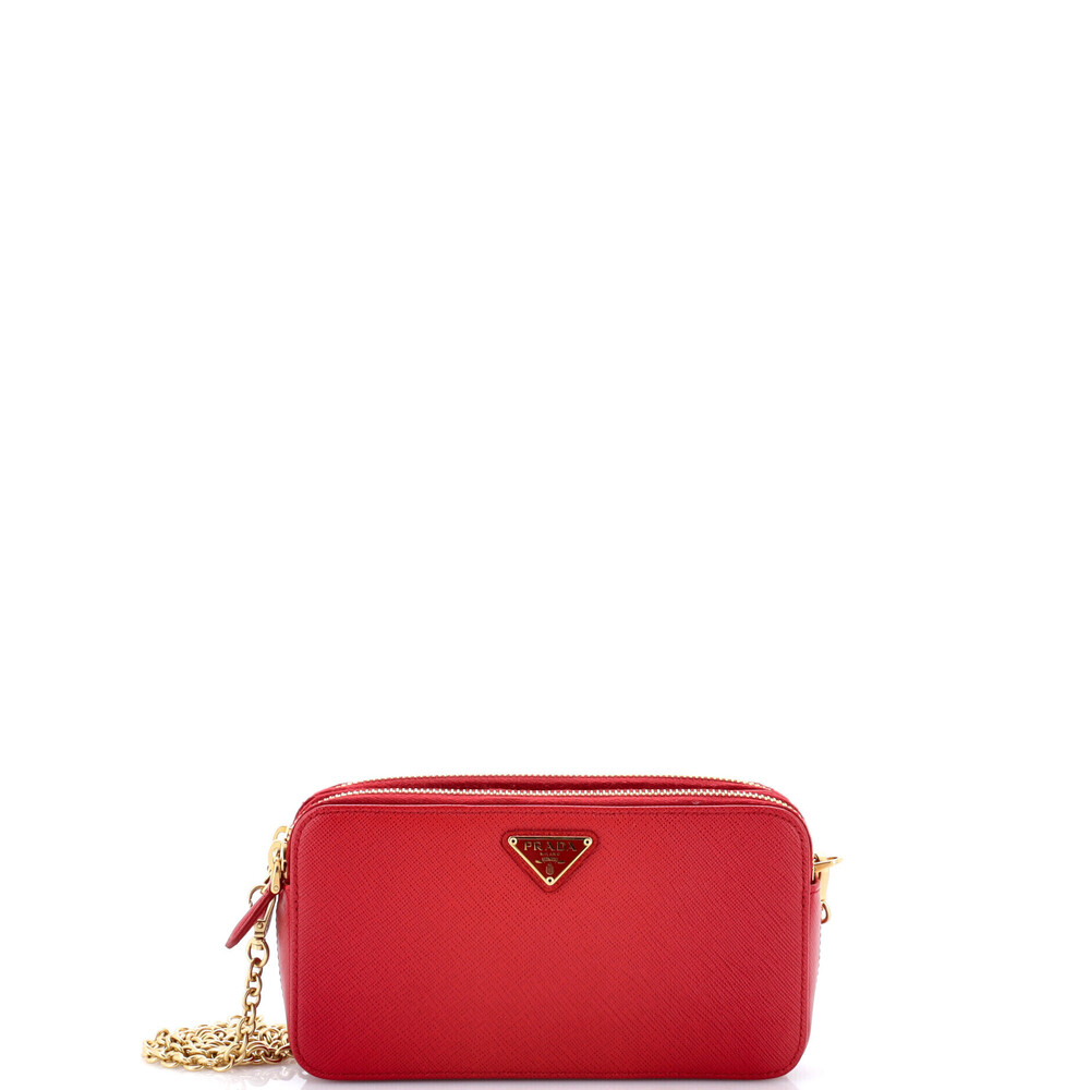 Prada Mini Double Zip Wallet on Chain Crossbody